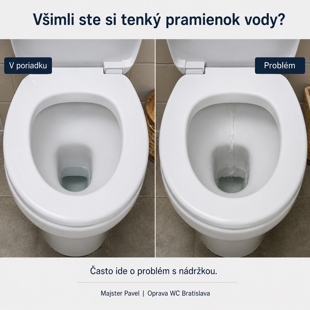 Porovnanie správneho a tečúceho WC